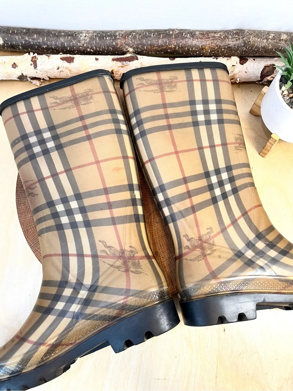 Burberry Check Rain Boots Size 37 / US 7 Waterproof